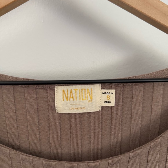Nation‎ LTD Small Akiko High Split Slit Tunic Top Sahara Light Brown Rib Fall - Picture 6 of 11